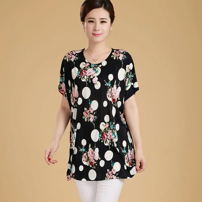 XL-5XL, Женские Летние Стильные повседневные блузки, одежда Flor, большие размеры, короткий рукав, Цветочные блузки, рубашки, женские топы, РОССИЯ 56 - Цвет: 26