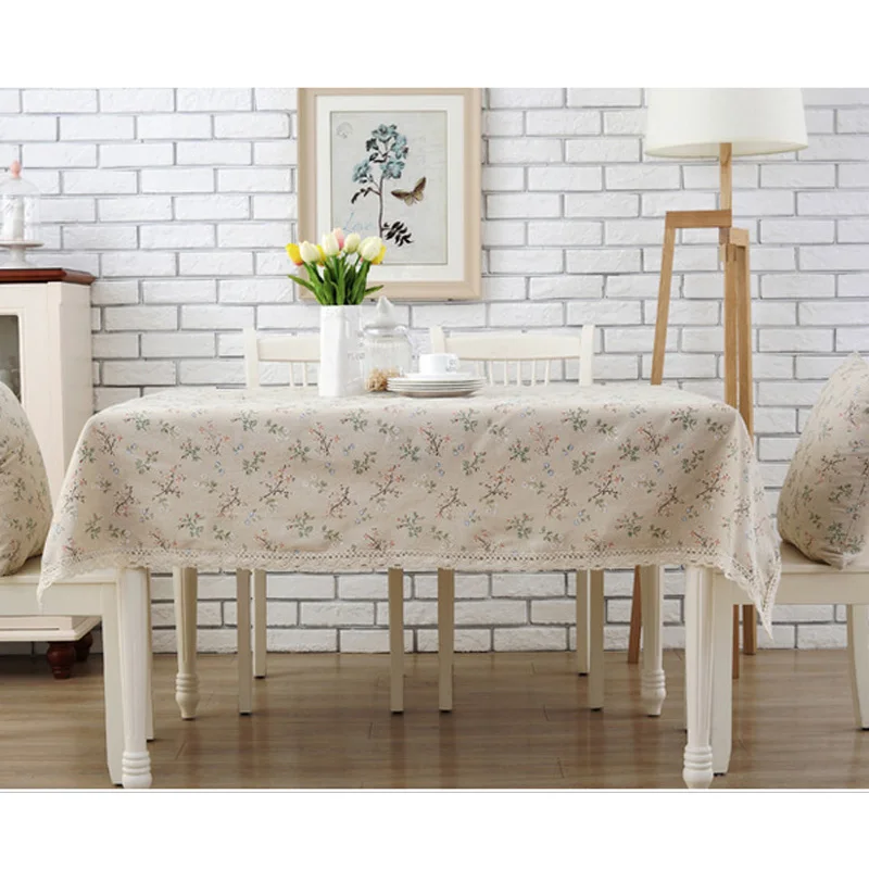 Europe Table Cloth Rectangle Cotton Linen Table Cover Decoration Green