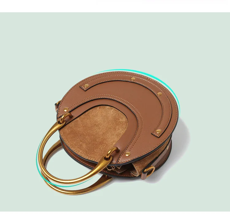 Брендовая винтажная женская сумка из натуральной кожи, роскошная сумка на плечо из натуральной кожи с металлическим кольцом, женская сумка через плечо