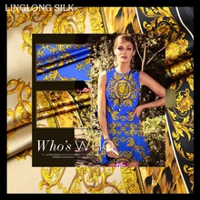 Шелковый стрейч-сатин с принтом 108 см ширина 19 momme/чистый шелк тутового шелкопряда Tissus для свадебных платьев шитье Золотой Леопард