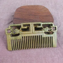 Top Grade Green Ebony Comb Chinese Woodcarving South American Green Macassar Ebony Comb Sandalwood Hollow Craft Pendant