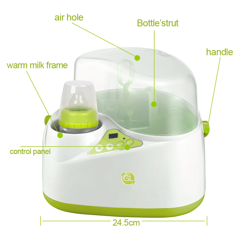 GL Baby Milk Warmer Bottle Sterilizer 2 in 1 Mufti-Function Electronic Smart Food Steam Heating Milk Heat Disinfection For Baby