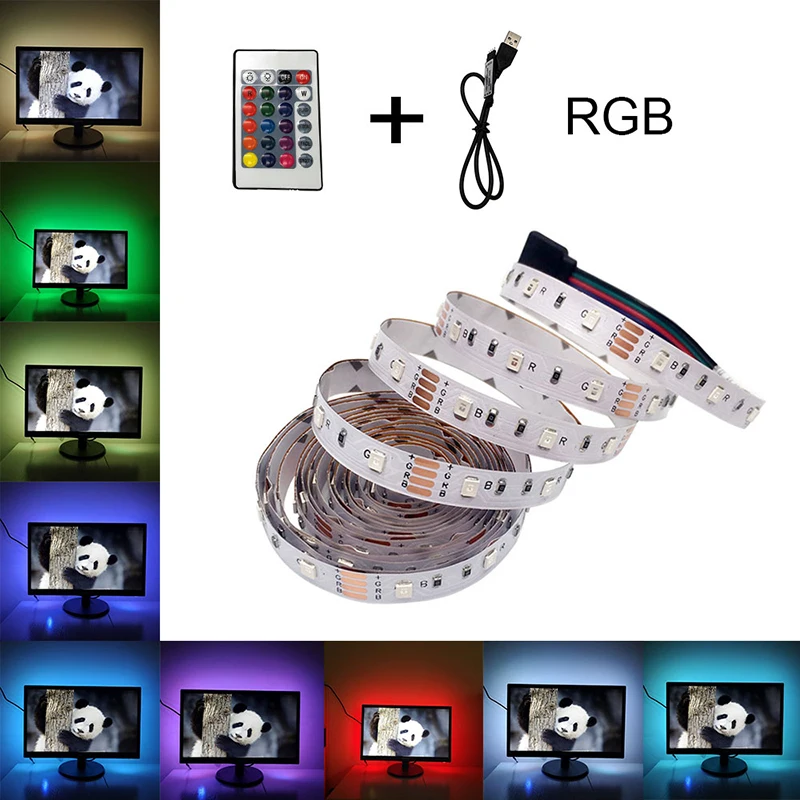 Светодиодная лента SMD3528 RGB/теплый белый/белый свет 5 в пост. Тока/6 RGB для ТВ USB 0 м 1 2 3