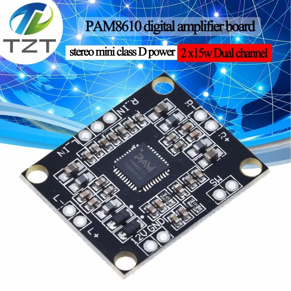 5PCS Digital PAM8610 2*15W Dual channel Stereo Class Amplifier Board 12V
