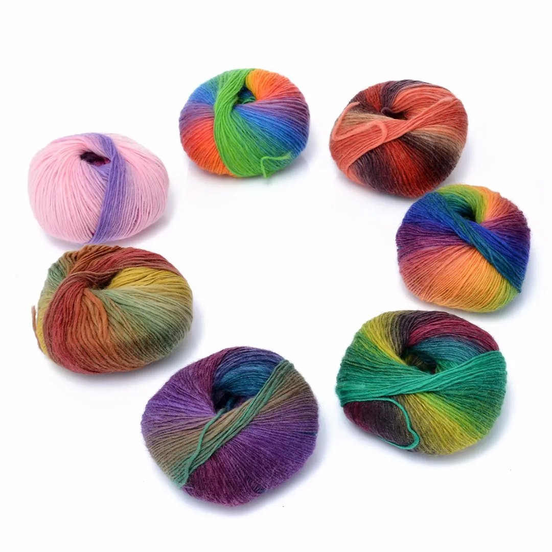 1 Ball 50g Colorful Soft Baby Knitting Yarn Cashmere Wool Children Hand Washable Warm Rainbow