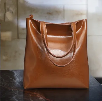 

New women's cowhide handbag fashion ladies bag simple Tote bag large-capacity shoulder fashion shopping bag