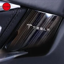 Interior del coche Molduras Puerta Interior Sticker Protector Anti-scratch Deceleración para Tesla Model S 2014-2017 Inoxidable Guardia de acero
