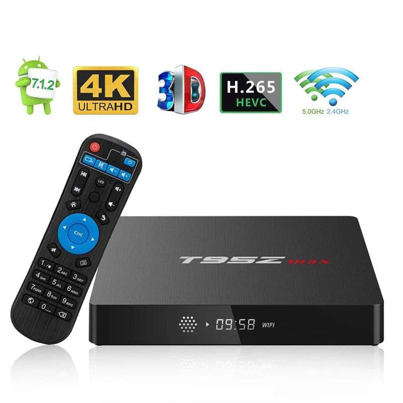 

T95Z MAX Smart TV Box Amlogic S912 Octa Mali-T820MP3 GPU 2G/16G 3G/32G Android 8.1 2.4G/5.8GHz Wifi Bluetooth Set Top Box