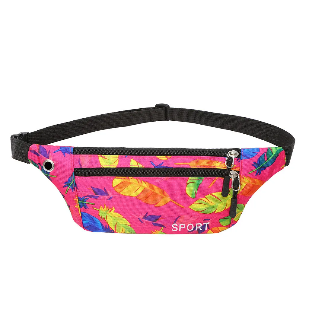 women men Oxford waist bag fanny pack Printed Outdoor Waterproof Multi-function Feather sports Chest Bag sac banane femme nerka