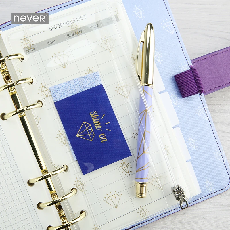 

never Diamonds print File pocket notebook transpatent PVC zipper storage bag for dokibook spiral planner A6 agenda stationery