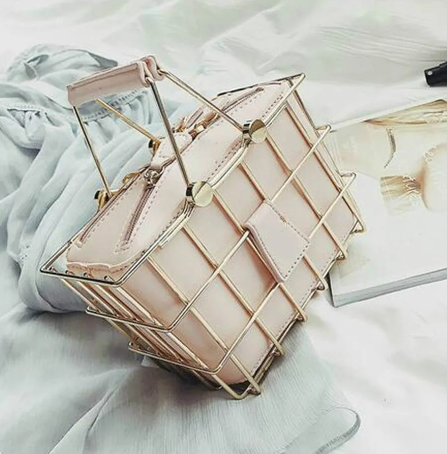 Novo de Alta Couro do Plutônio Cesta de Ferro Bolsa de Ombro de Corrente Bolsa do Mensageiro Moda Designer Bolsas Femininas Qualidade Bolsa Feminina Quadrado 2020