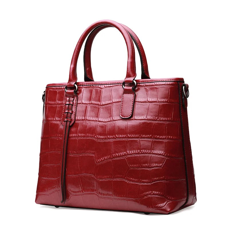 

LUODUN2018 new big bag leather handbags leather wild fashion Europe and the United States large capacity laptop shoulder bag