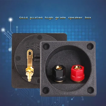 

2pcs Two Speaker Terminal Box Audio Cable Connector Square Junction Panel Banana Sockets Speaker Hook Pins Pure Copper