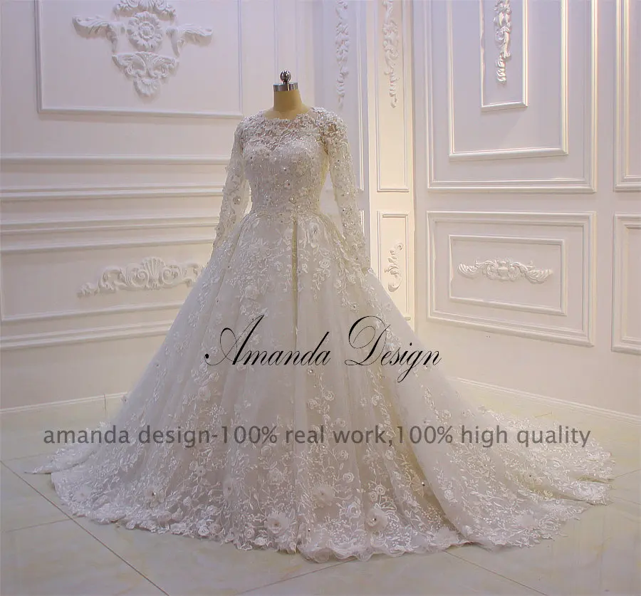 Свадебное платье с длинным рукавом и кружевом свадебное Платье Amanda Design robe de mariee
