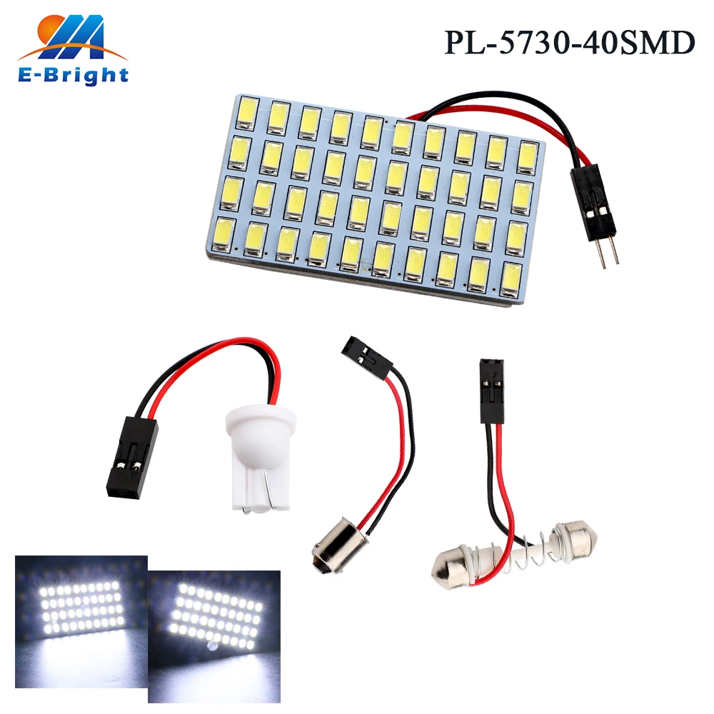4pcs PL 5730 40SMD LED BA9S T10 3 Adapters 12V Festoon Light Panel Car