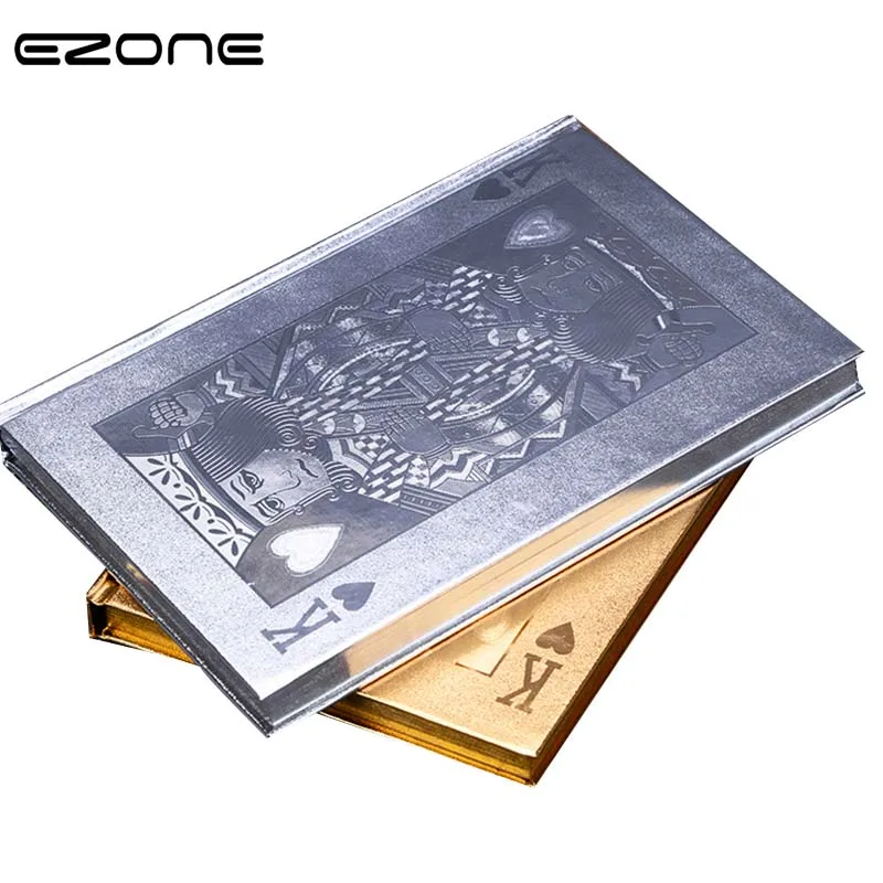 

EZONE Novelty Hardcover Notebook Poker K Cover Foil Gold Diary Crative Style Printed Notepad Note Book School Office Supplies