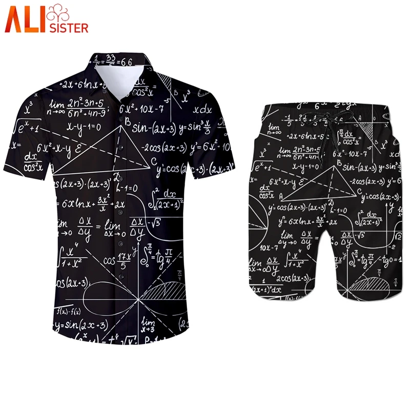 

Alisister 3d Mathematics Print Funny Tracksuit Men's Short Set Shirts And Shorts Summer Set Survetement Homme 2 Piece Clothing