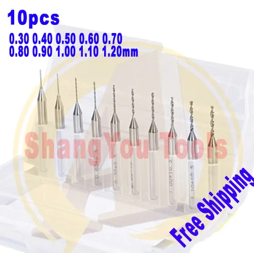 

Free shipping-10pcs 0.3-1.2mm Carbide PCB CNC drill Bits Milling Print Circuit Board Carbide Micro sprial Bits CNC Dremel