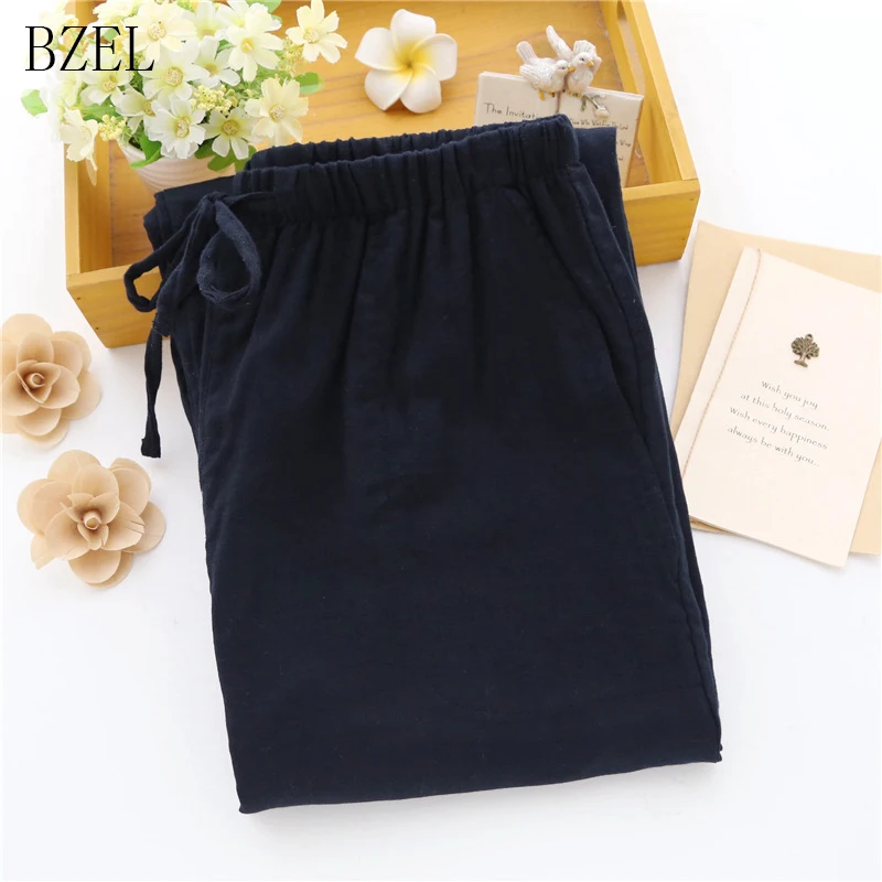 BZEL Solid Sleep Bottoms Cotton Pajama Long Men's Loose Elastic Waist Pajama Pants Plus Size M-XL Lounge Male Pyjamas Trousers BZEL Solid Sleep Bottoms Cotton Pajama Long Men's Loose Elastic Waist Pajama Pants Plus Size M-XL Lounge Male Pyjamas Trousers