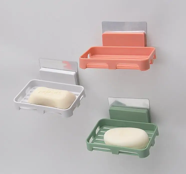 

Single Layer Bathroom Soap Dish Storage Rack Plate Soap Holder Tray Suction Holder Soap Box Case Shelf Wall Dishes Basket