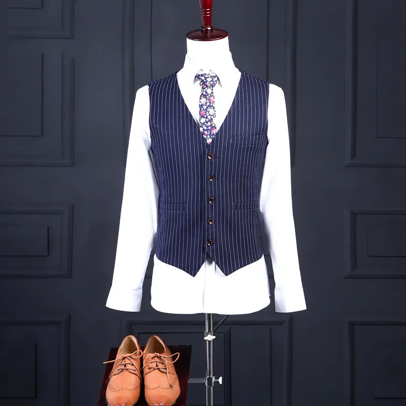 RUELK Blue Stripe Custom Made Suit Men New Fashion 3 Piece Wedding Cheap Tailor Made Suits Plus Size Casual Ternos Masculino