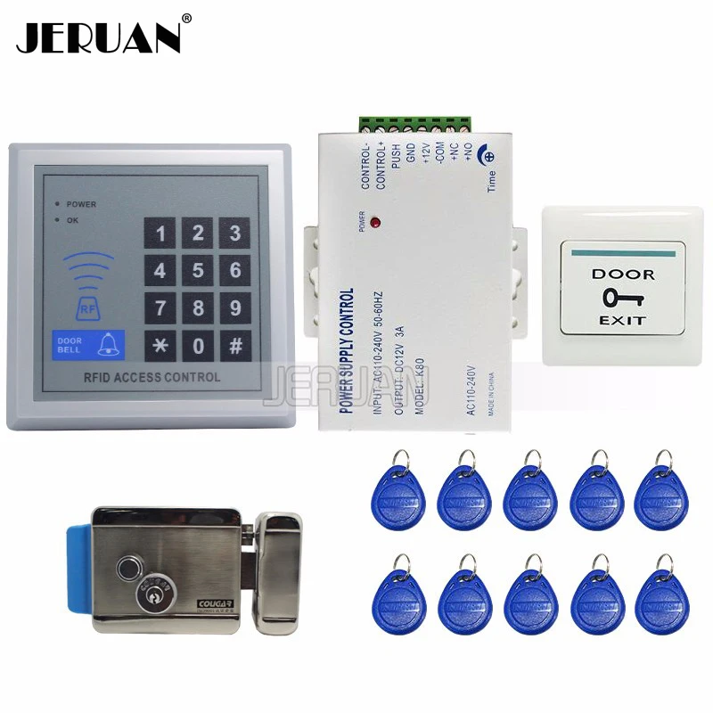 

JERUAN Brand NEW Rfid Door Access Control System Kit Set + Electric Control Door Lock + Rfid Keypad Code Easy install