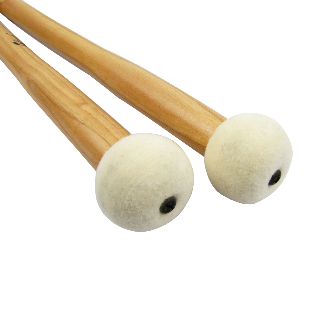 1 пара твердых фетровых головок тимпани Mallets Кленовая ручка Precussion Mallets палочки Барабанные аксессуары