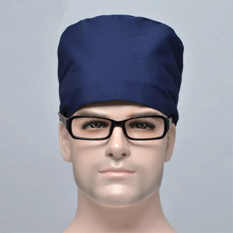 

5 pcs Adjustable Man solid color Doctor Nurse Working Cap Natural Cotton Material Surgical Caps Add sweat-absorbent towel
