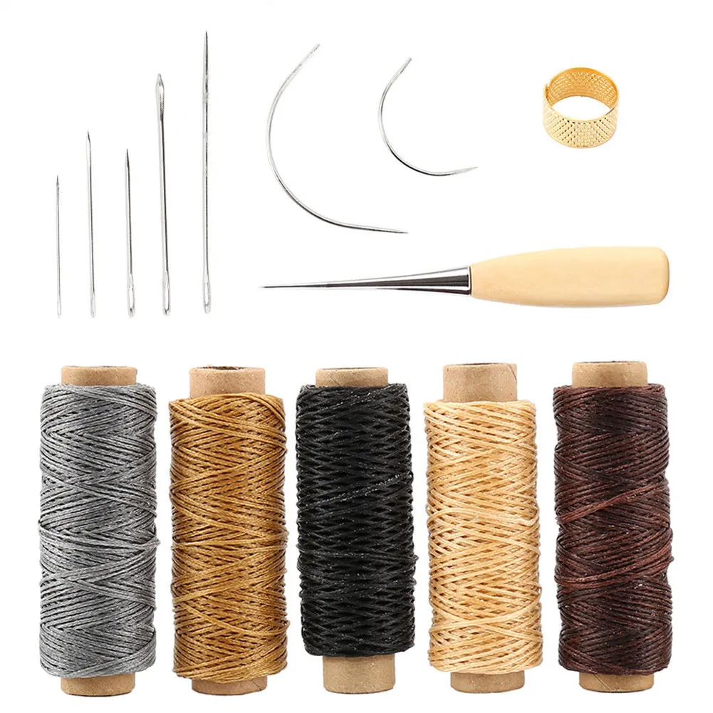 

14Pcs/Set Leather Craft Punch Hand Stitching Sewing Tools Carving Thread Awl Thimble Kit TB Sale