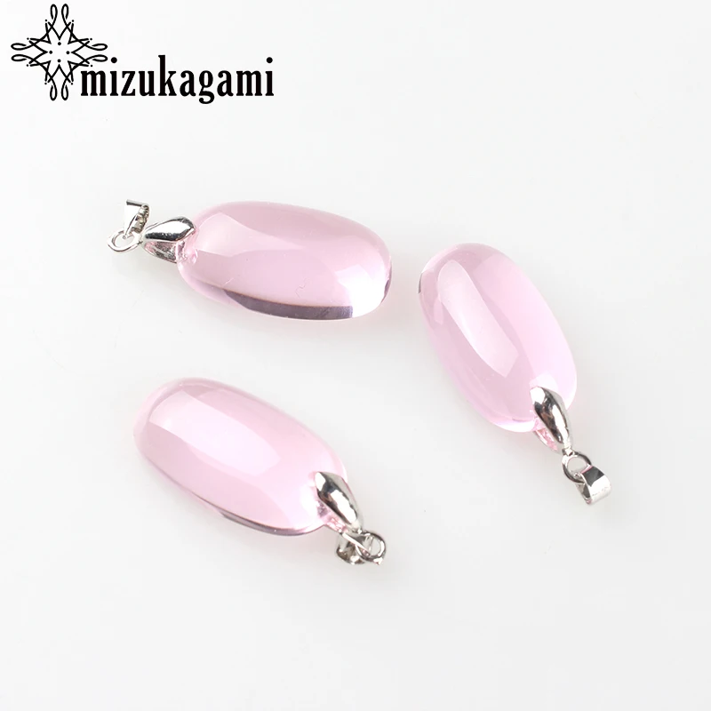 

2017 New Fashion Pink Oval Crystal DIY Necklace Charms 1Pcs For DIY Jewelry Accessories Free Shipping