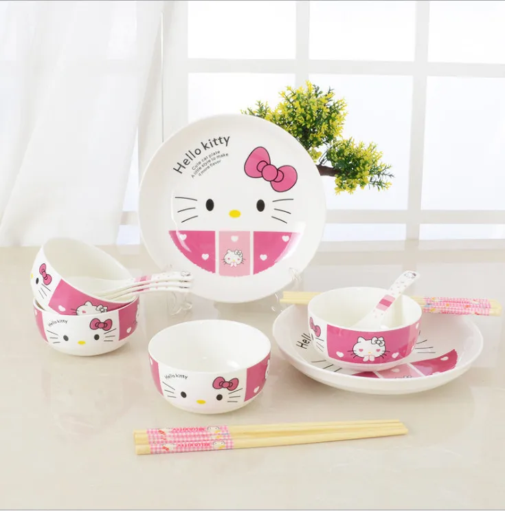 

14pcs Dinnerware ceramics Bowl Dish Soup bow Kitty Gift Kitchen Cooking Tools Accessory Household Tableware Home Decor Porcelain