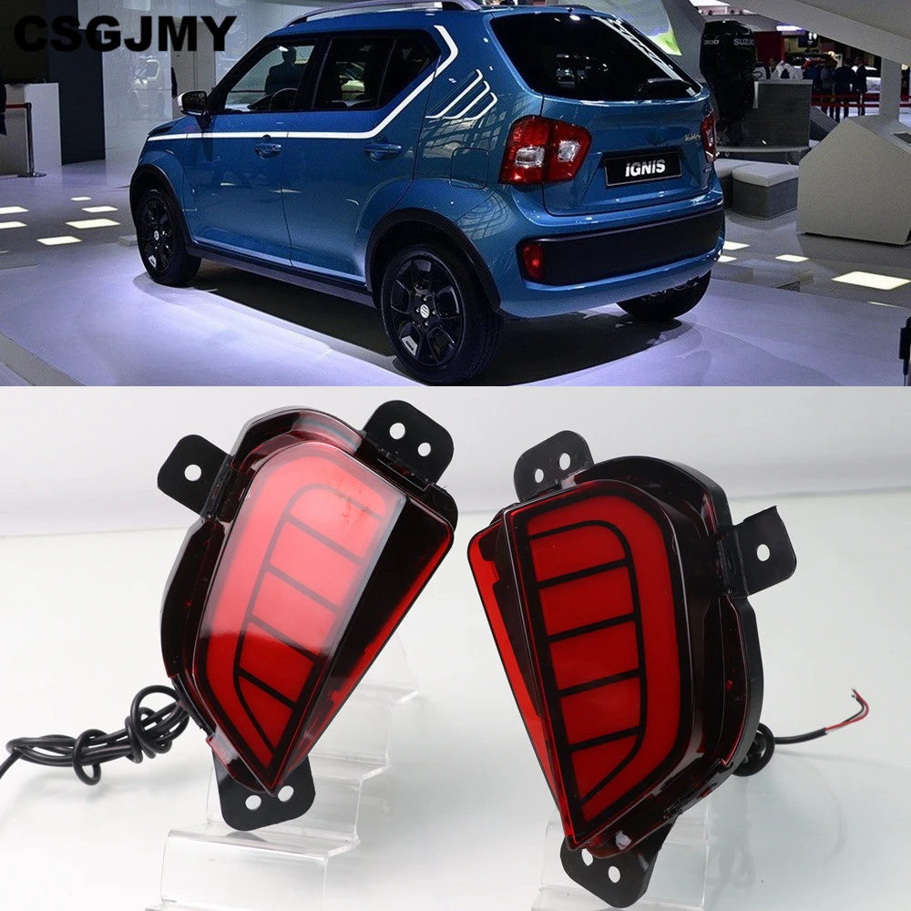 CSGJMY 2 шт. для Suzuki Ignis светодиодные задние тормозные огни бампер отражатель водительская лампа торможение 12 В водонепроницаемая лампа