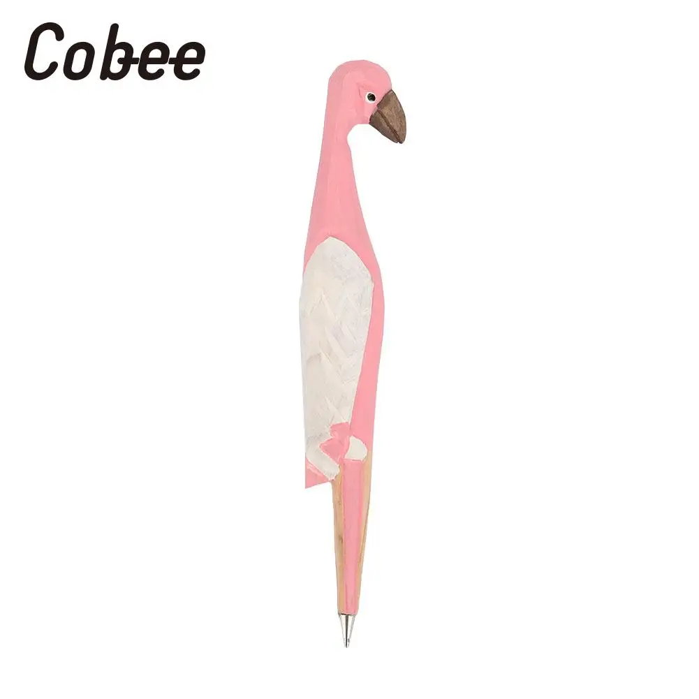Фламинго шариковая ручка в форме цветка креативные птичьи шариковые ручки деревянные студенческие баллы школьные офисные принадлежности гелевая ручка