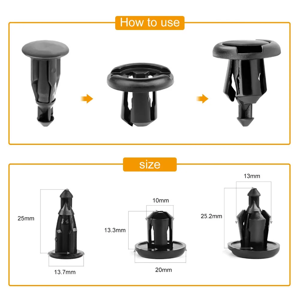 40pcs For GRC-08 Honda and Acura Fender 10mm Clips-91503-SZ3-003 Fastener Rivet Clips Nylon Bumper Automotive Furniture Assembly (1)