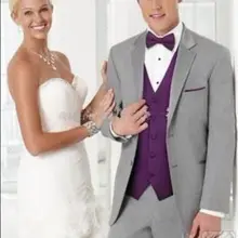 Горячие продаж серые деловые костюмы на заказ, Заказ классический серый свадебные костюмы для мужчин, Сделанные на заказ жених смокинги для мужчин