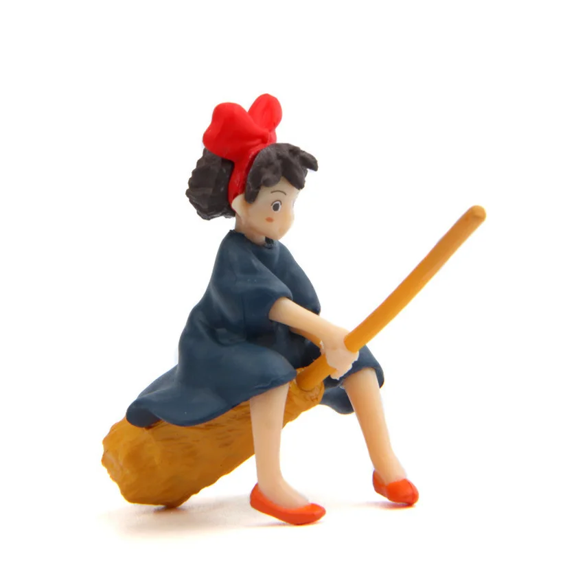 

1 Pcs Cute Studio Ghibli Hayao Miyazaki Kiki's Delivery Service Kiki Sit On The Broom To Fly Action Figure Toy 6CM
