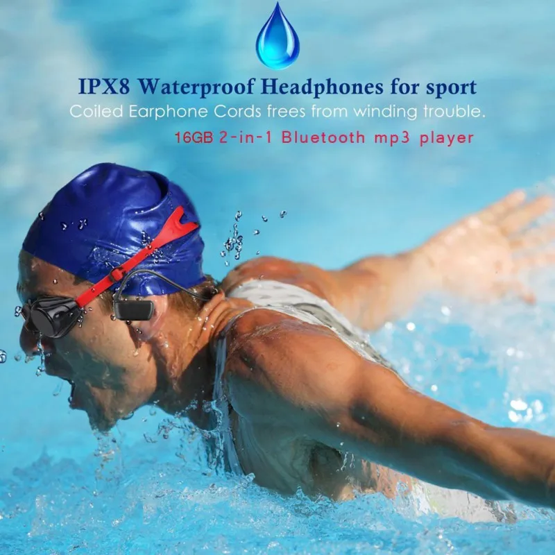 

2019 New Simple Practical Dustproof Waterproof MP3 Player Fashion Outdoor IPX8 Sport MP3 Headphone HiFi Music 8G Memory