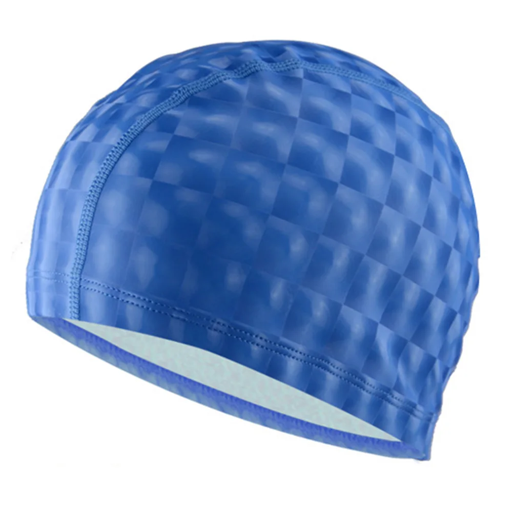

Sports Unisex Fashion Large Size Lightweight PU Coating Long Hair Adult Soft Waterproof Grids Swimming Cap Quick Dry