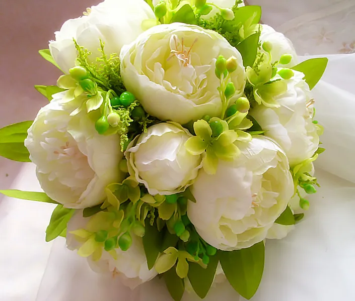 2017 Bouquet de mariage Cheap White Peony Wedding Bouquet ...