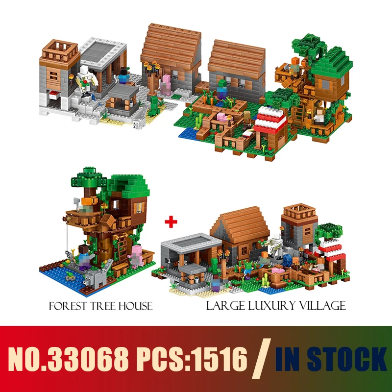 

Models building toy 33068 1516PCS My World The Village & Jungle Tree House Building Blocks Compatible with lego toys & hobbies