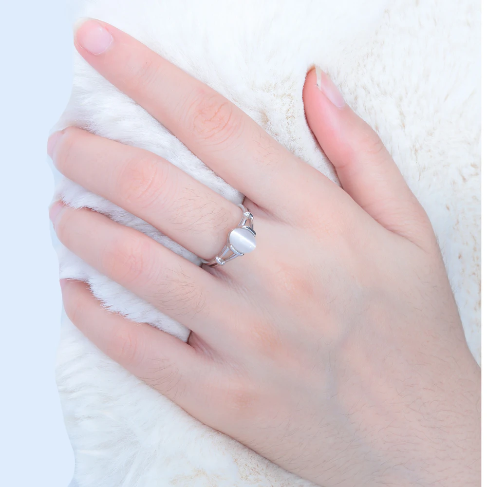 CiNily White & Blue Moonstone Solid 925 Sterling Silver Rings Twilight Bella Wedding Ring Pure Silver BOHO Vintage Jewelry Women