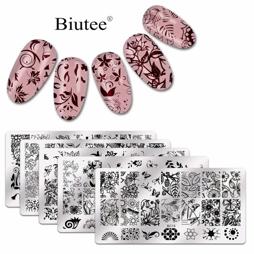 

1pcs New Flower Leaves Forest Image Plates Nail Stamping Plates Stainless Steel Nail Art Stamp Template Manicure Nail Tools