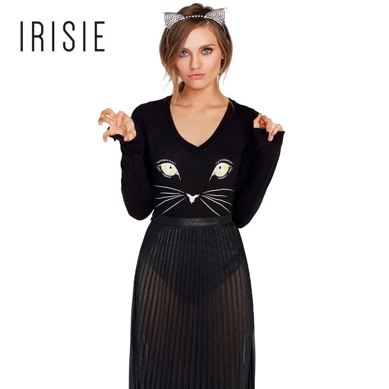 IRISIE Apparel Black Cat Print Women Jumpsuit Romper