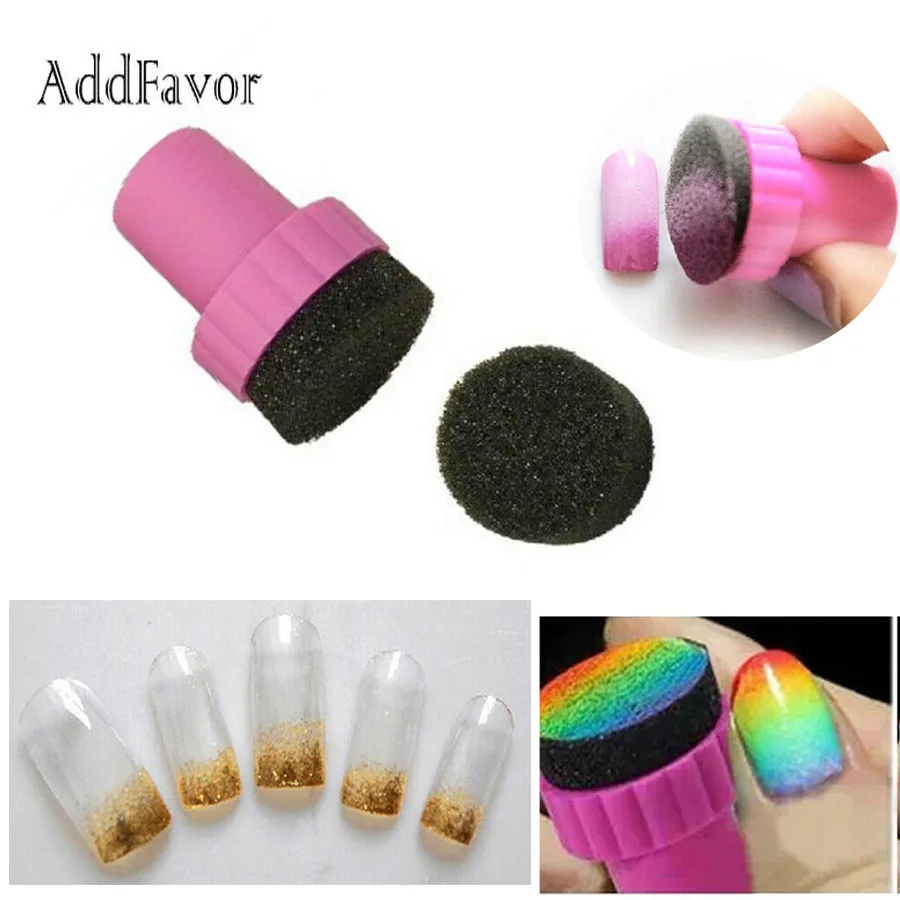 

Addfavor Nail Art Makeup Sponge Gradual Change Stamper Polish Stamping Manicure Beauty Nail Tools Fingernail Print Stamp Kit
