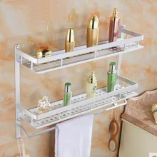  Double-deck Space Aluminum bathroom shelves racks wall mounted, Bathroom shelf triangle/square storage rack shelf, Free Shipping 