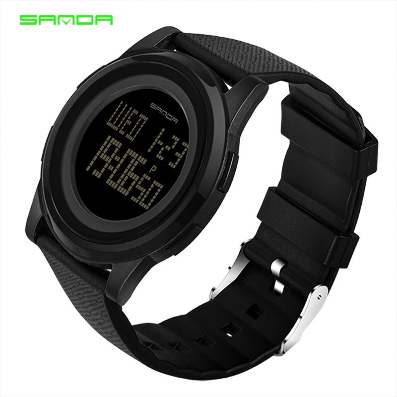 SANDA 9 мм супер тонкие спортивные мужские s часы лучший бренд класса люкс электронные светодиодный цифровые наручные часы для мужчин мужские часы Relogio Masculino