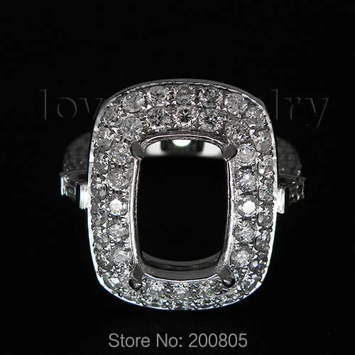 

Cushion Cut 8x12mm Solid 18Kt White Gold Natural Diamond Semi Mount Ring WU213