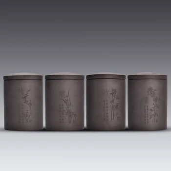 

Purple Clay Small Tea Box Candy Sugar Canister Portable Tea Jar Kitchen Spices Storage Box Chinese Style Tea Container For Decor