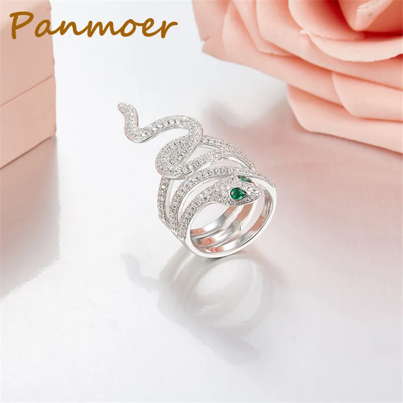 

925 pure silver micro - zircon fashion character simple Snake ring, rings for women glamour wedding costume jewelry
