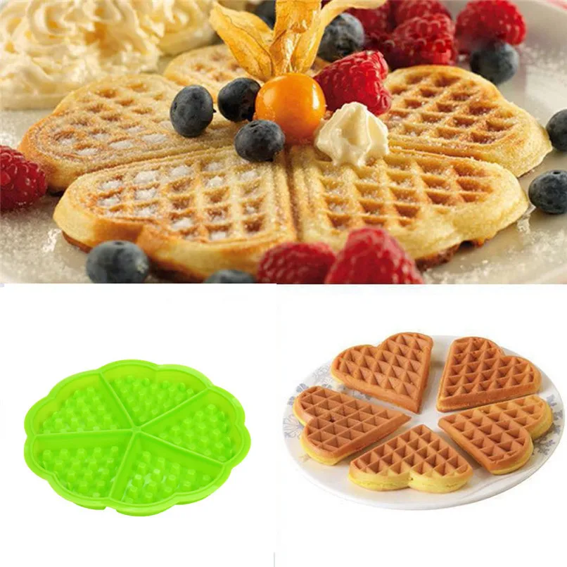 4 Grid Flower Waffle Mold Kitchen Silicone Mini Round Waffles Pan Cake Baking Mould Mold Waffle Tray maquina de waffle J25#5 (8)